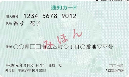 通知カード(画像:内閣府)