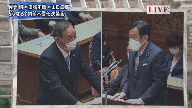 菅義偉 首相（左）、枝野幸男 立憲民主党 代表（右）