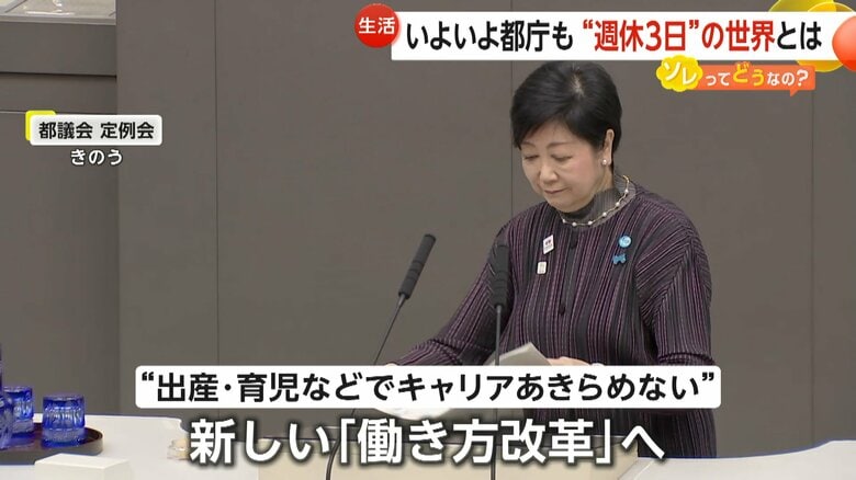 都の職員に週休3日制などを導入する考えを示した東京都の小池知事