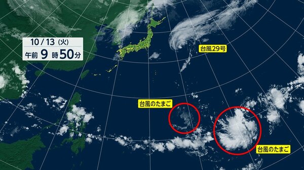 日本の南に熱帯低気圧が2つ発生し次なら台風30号で2013年以来となる見通し