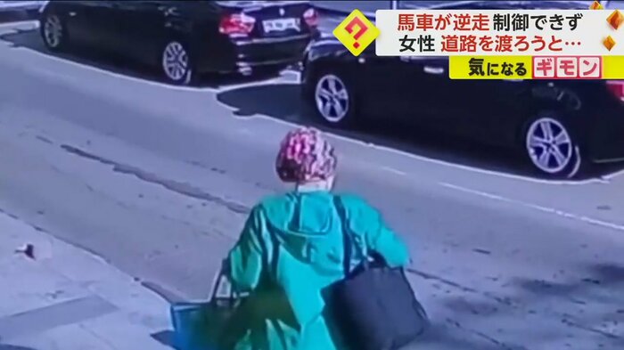 女性は右側を気にしながら道路を渡ろうとした(IHA)
