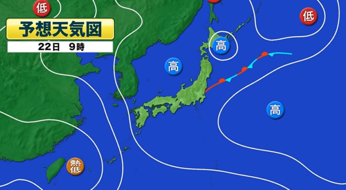 予想天気図　22日午前9時　