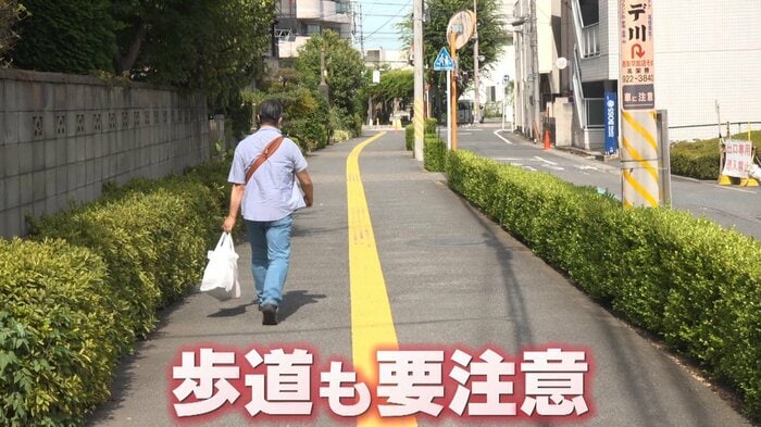 バイクによるひったくり被害のあった草加市の歩道
