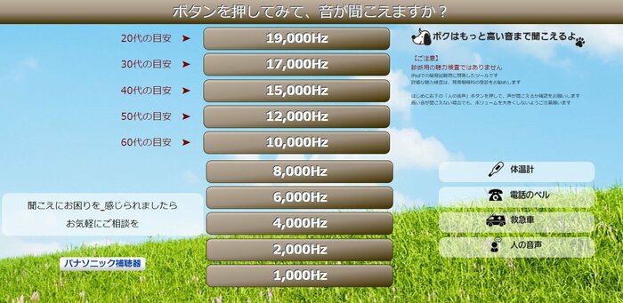 PCで表示 出典:パナソニック補聴器