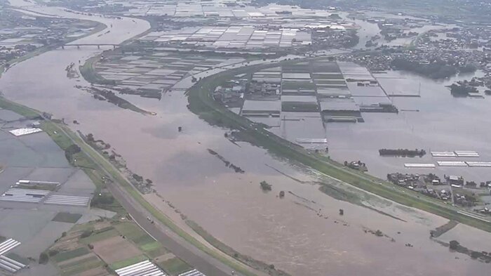 上空からの見た福岡圏久留米市(8日朝)