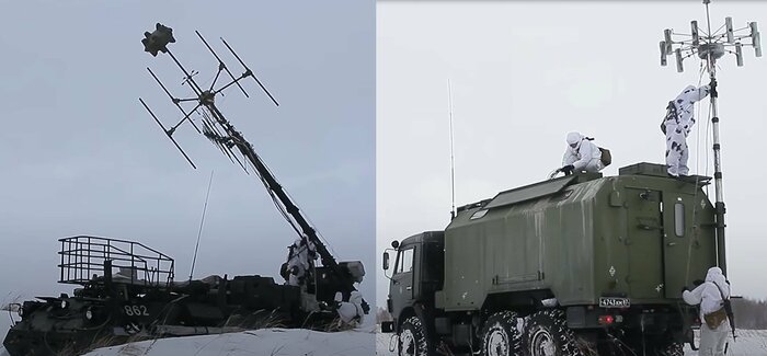 RB-301Bボリソグレグスク-2電子戦システムを構成する車両(ロシア国防省公式YouTubeより)