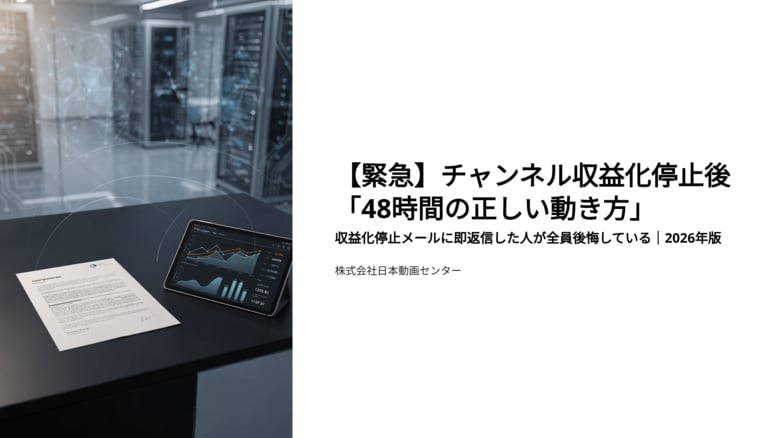 【緊急】チャンネル収益化停止後「48時間の正しい動き方」収益化停止メールに即返信した人が全員後悔している｜2026年版