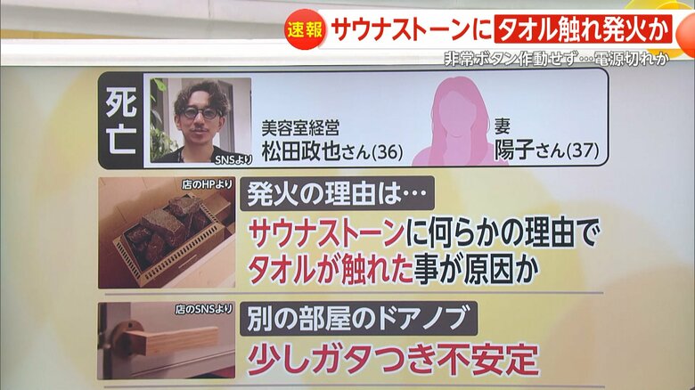 個室サウナ火災…サウナストーンにタオル触れ発火か 非常ボタン機能せず 元捜査員「業務上過失致死を視野に捜査」「結果責任は重い」 東京・赤坂|FNNプライムオンライン