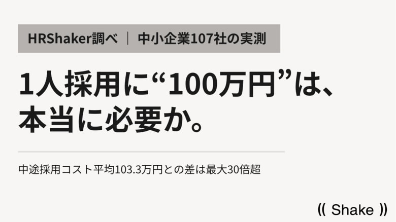 1人採用するのに実際いくらかかるのか？中途採用コスト平均103.3万円との差は最大30倍超