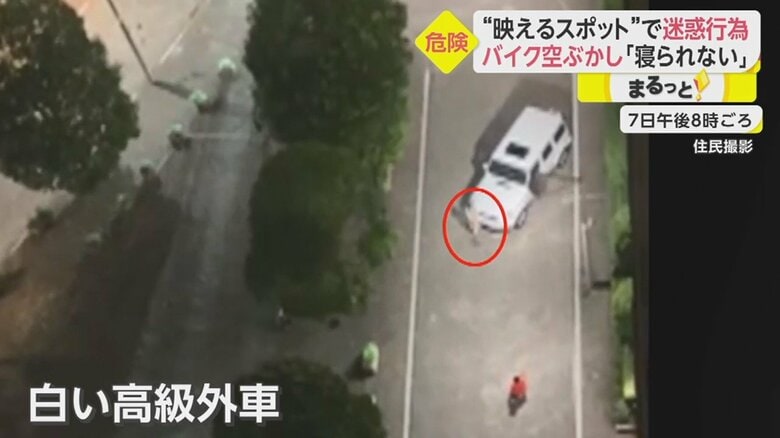 撮影のために、女性が車の前でポーズ