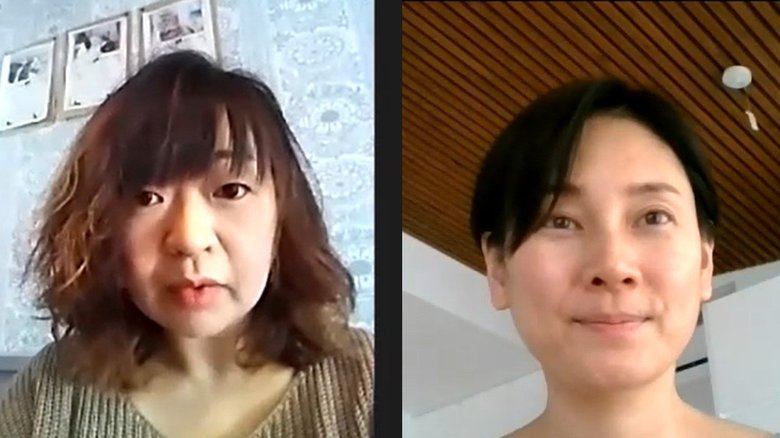 『ねこたまご』共同代表の後藤さん(左)と島田彩夏アナウンサー(右)