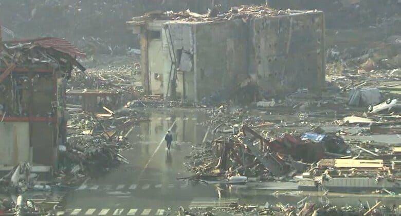 被災直後の女川町