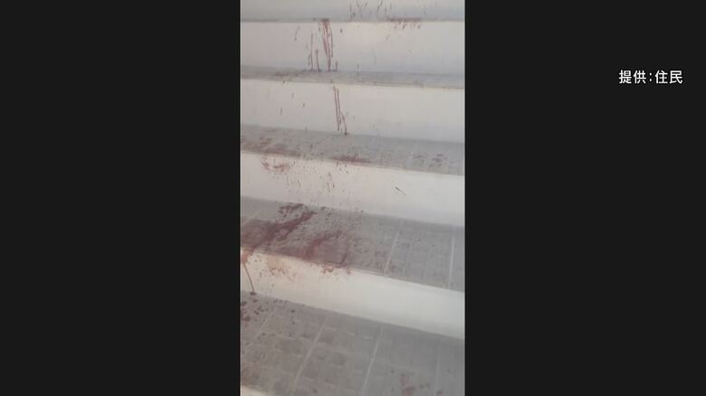 クマのものとみられる血痕が階段にも…