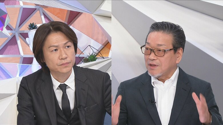 元No.1ホスト城咲仁さん（左）　｢青少年を守る父母の連絡会｣代表の玄秀盛氏（右）