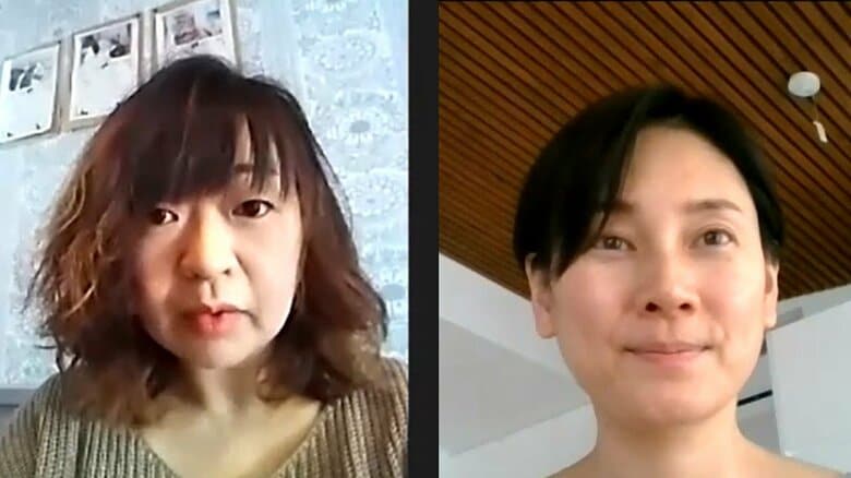 『ねこたまご』共同代表の後藤さん（左）と島田彩夏アナウンサー（右）