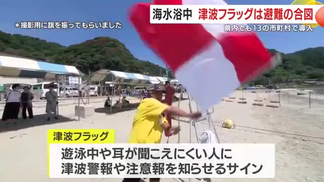 海水浴中の津波フラッグは避難の合図 鹿児島県内13の市町村で導入(放送