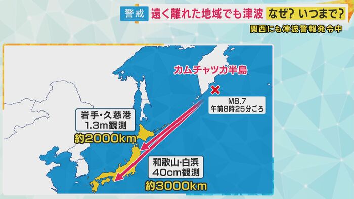 約3000キロ遠く離れた地域でも津波警報