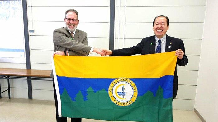 クレセントシティーのブレーク・インスコア市長と陸前髙田市の戸羽市長(提供:ブレーク・インスコア市長)
