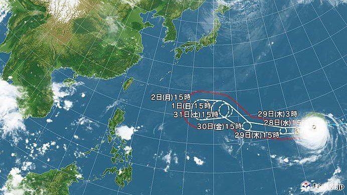 台風31号の進路予想図(日本気象協会tenki.jpより)