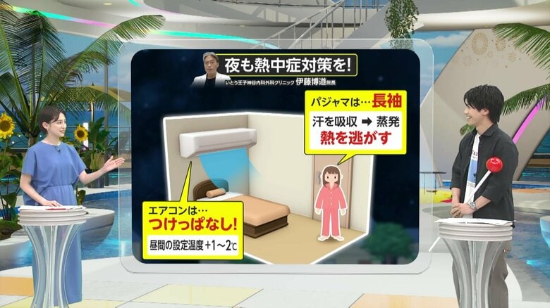 夜でも30℃超の「超熱帯夜」に…“夜の熱中症”対策！エアコンは朝までつけっぱなしで長袖パジャマ　寝る前のコップ1杯“牛乳”がオススメ｜FNNプライムオンライン