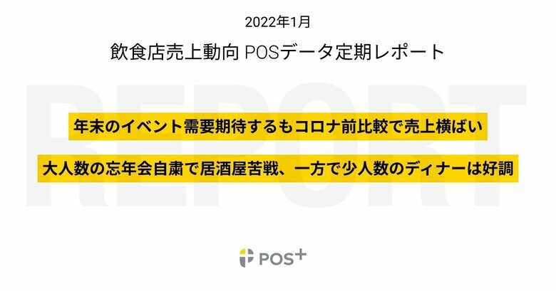 クラウド型モバイルPOSレジ「POS+（ポスタス）」、飲食店売上動向レポート2022年1月