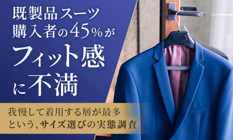 既製品スーツ購入者の45％が「フィット感」に不満。我慢して着用する層が最多という、サイズ選びの実態調査
