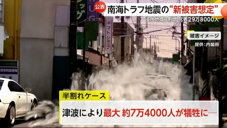最大で約7万4000人が犠牲になるとされている津波