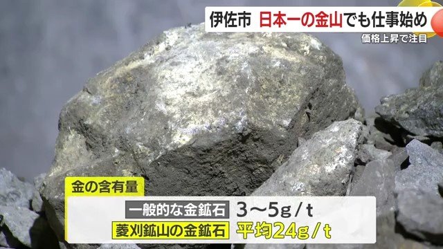 1トン当たり24gの高品位金