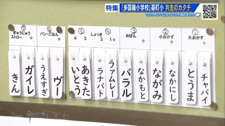 多国籍学校の日常を映す給食当番の名札