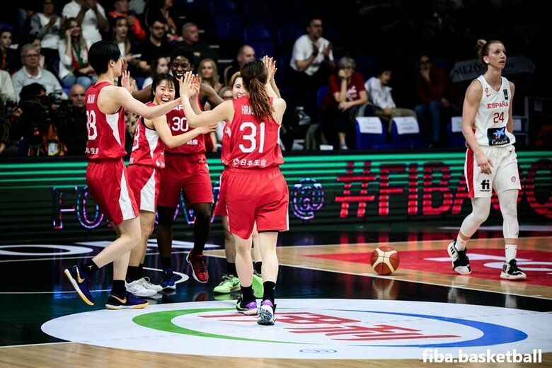 スペイン戦に臨むバスケ女子日本代表（8日、ハンガリー・ショプロン）