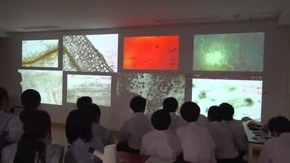 顕微鏡の画像をスクリーンで共有　福井大附属義務教育学校に“最新”の理科室　内田洋行と連携し新たな教育プログラム開発へ