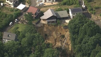 住宅敷地など80メートル土砂崩れ　電柱倒れ水道管壊れる　付近の住民に避難指示　滋賀・甲賀市