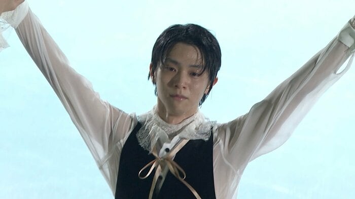 フィニッシュでは涙を浮かべた羽生さん