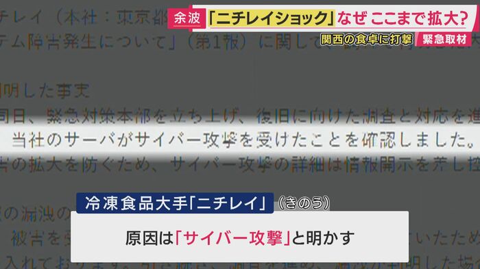「ニチレイ」へのサイバー攻撃