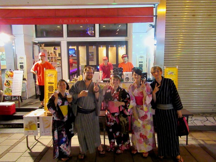 留学先の大分県別府市のお祭りに参加したブラッドリーさん(2019年7月)