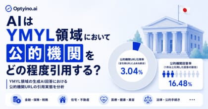 YMYL領域でAIはどれだけ公的機関を引用しているか？Optyino.aiがAI回答31,875件を分析、モデル間で最大21倍の差