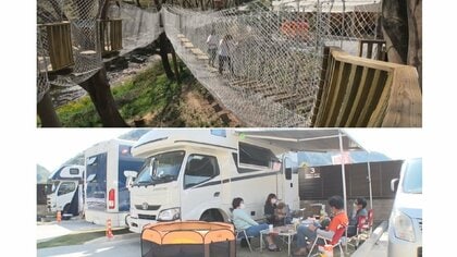 大人もハマる！アスレチックに“車中泊”キャンプ…岐阜のレジャー施設に「アウトドアパーク」登場