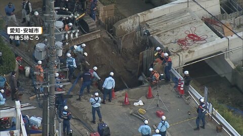 作業員が土砂に埋もれ1人死亡　残る1人の救助活動続く　愛知・安城市