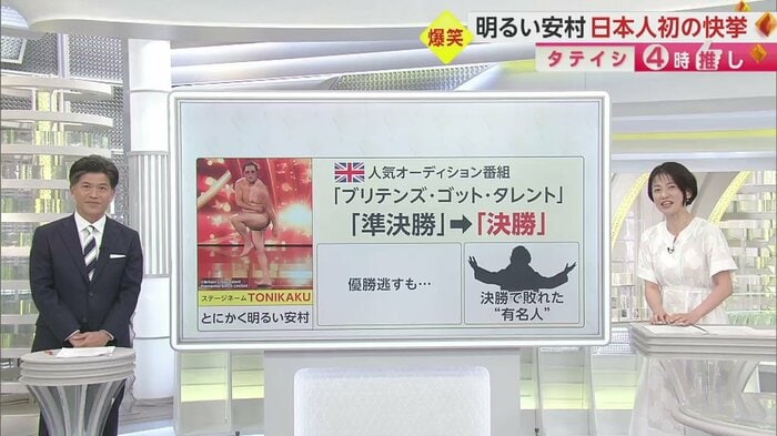 「イット!」4時推しキャスターの立石修 フジテレビ報道局 取材センター室長(左)と、梅津弥英子 キャスター