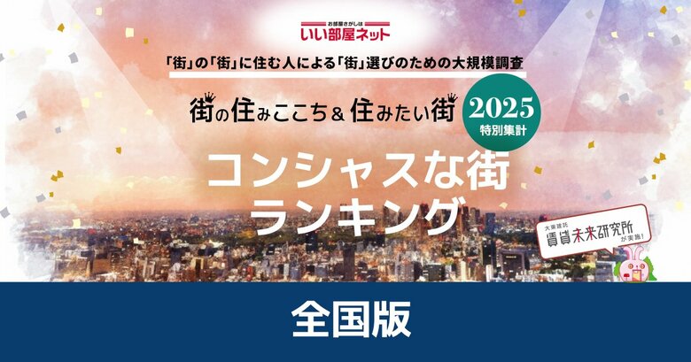 いい部屋ネット　コンシャスな街ランキング2025＜全国版＞発表