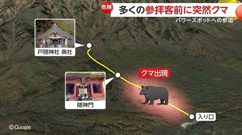 クマが出没したのは人通りが多い参道