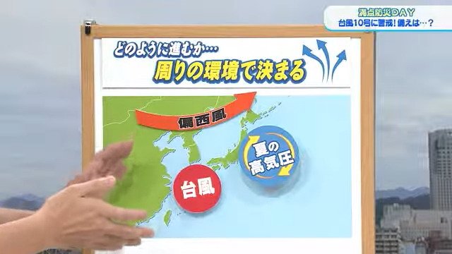 偏西風が台風から遠く、推し進めることができなかった