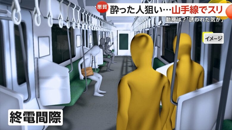 今渕容疑者ら2人は終電間際の山手線に現れた（イメージ）