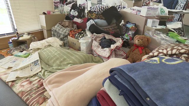 実際に避難所で使ったものを展示　リアルを伝える