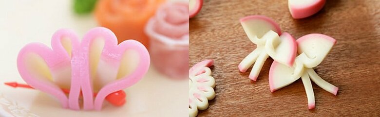 左：ハート　右：ちょうちょ（提供：紀文食品）