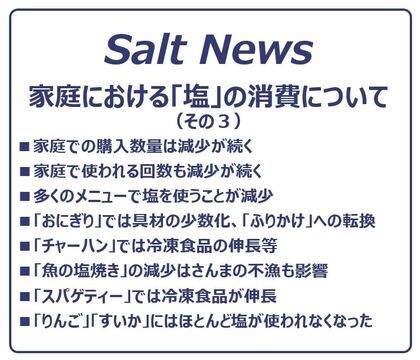 【塩に関する調査】家庭における「塩」の消費について（その３）
