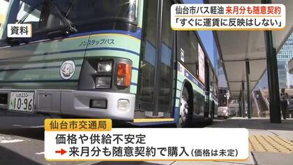 イラン情勢で仙台市バス燃料が高騰し入札不成立　直近の１．７倍で随意契約「運賃への影響はすぐになし」