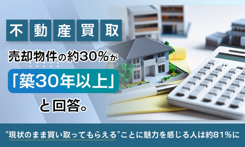 【不動産買取】売却物件の約30%が「築30年以上」と回答。"現状のまま買い取ってもらえる"ことに魅力を感じる人は約81%に