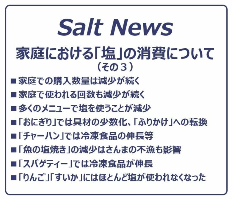 【塩に関する調査】家庭における「塩」の消費について（その３）