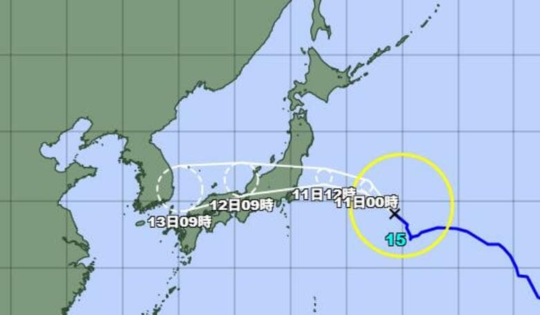 【台風情報】台風15号の進路と影響は？11日に東北・関東地方に上陸する可能性　気象予報士「雨や風が強まり交通にも影響が出る可能性」｜FNNプライムオンライン